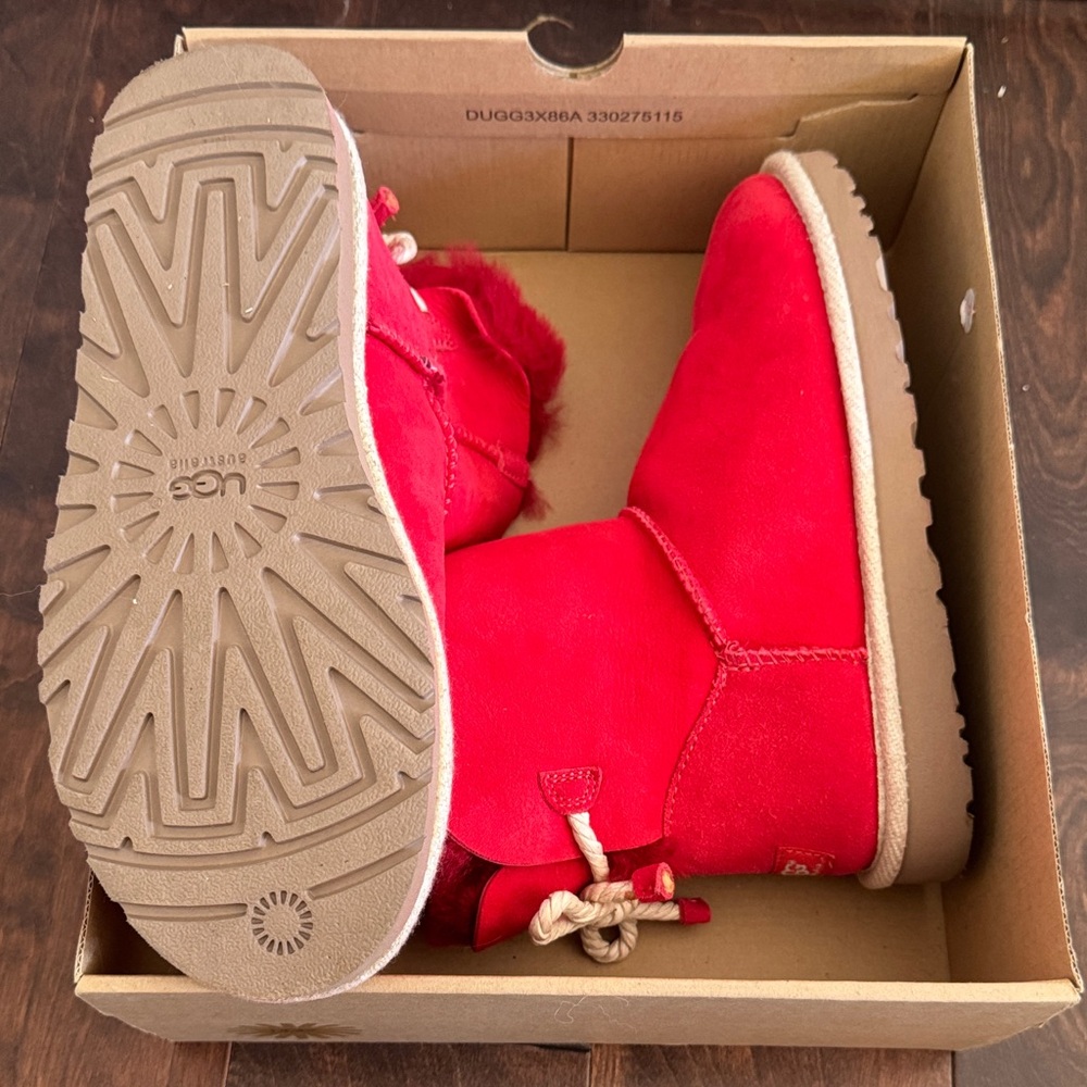 UGG Women UGG Selene boots in red suede with a rope bow detail